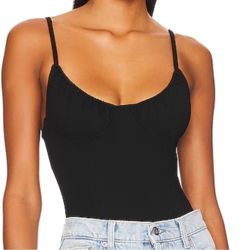 Remi x Revolve Jourdan Black Bustier Thong Bodysuit Push Up Adjustable 10